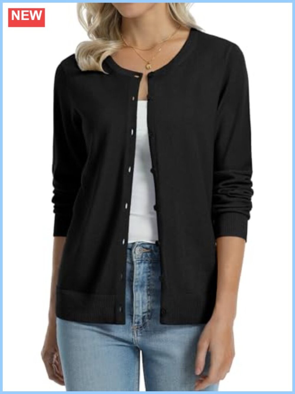 100% Cotton Lightweight Cardigan Long Sleeve Button Down Sweater